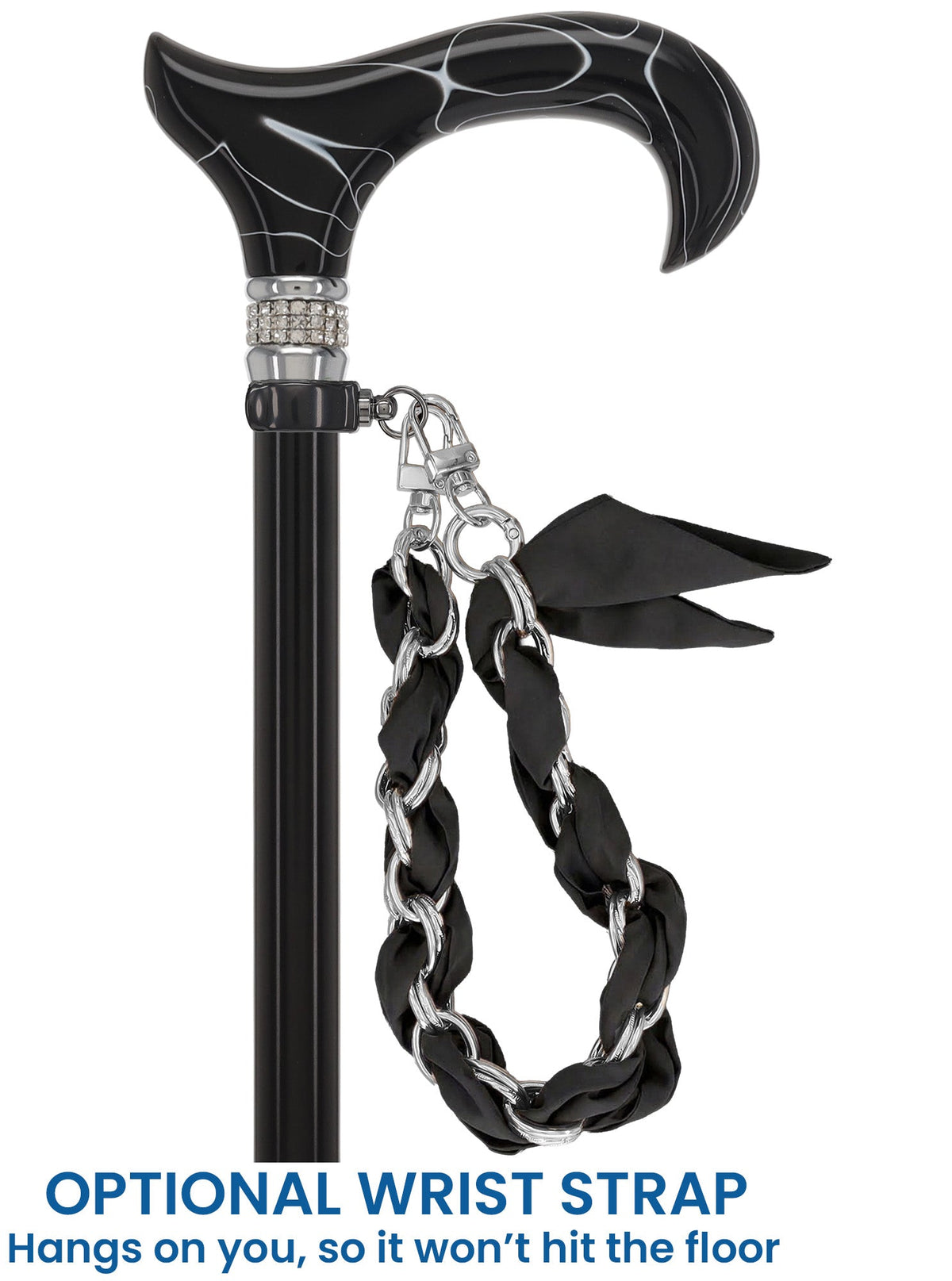 Black Pearlz with Rhinestone Collar Orthopedic Derby Cane Yes Pearl Swirl Lucite Designer Walking Canes - Tophatter Daily Deals