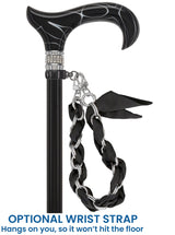 Black Pearlz with Rhinestone Collar Orthopedic Derby Cane Yes Pearl Swirl Lucite Designer Walking Canes - Tophatter Daily Deals