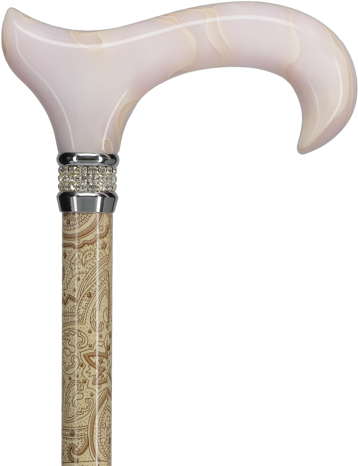 Rich Cream Pearlz Rhinestone Adjustable Orthopedic Derby Cane Pearl Swirl Lucite Designer Walking Canes - Tophatter Daily Deals