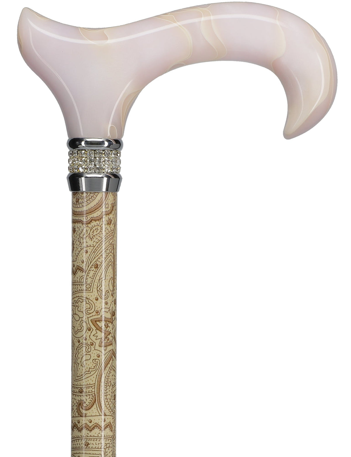 Rich Cream Pearlz Rhinestone Adjustable Orthopedic Derby Cane Pearl Swirl Lucite Designer Walking Canes - Tophatter Daily Deals