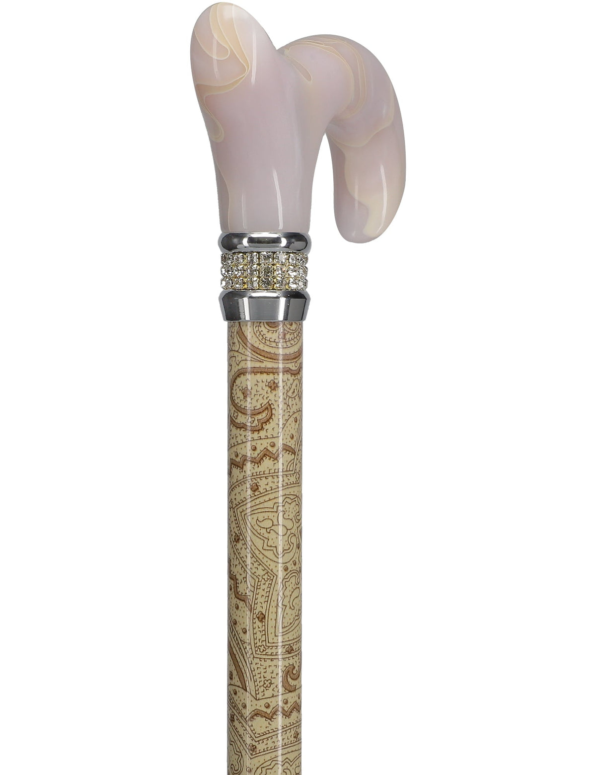 Rich Cream Pearlz Rhinestone Adjustable Orthopedic Derby Cane Pearl Swirl Lucite Designer Walking Canes - Tophatter Daily Deals