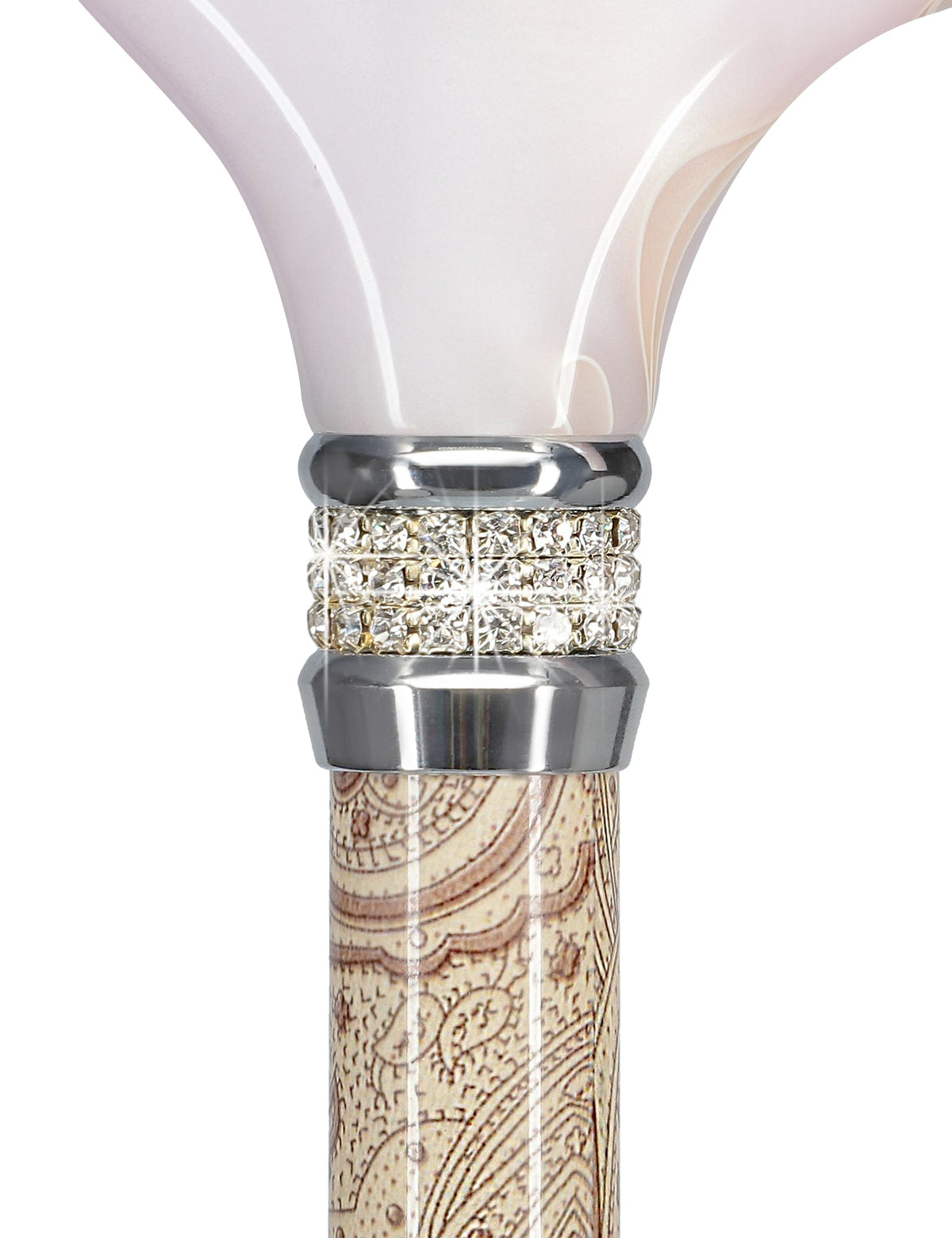 Rich Cream Pearlz Rhinestone Adjustable Orthopedic Derby Cane Pearl Swirl Lucite Designer Walking Canes - Tophatter Daily Deals