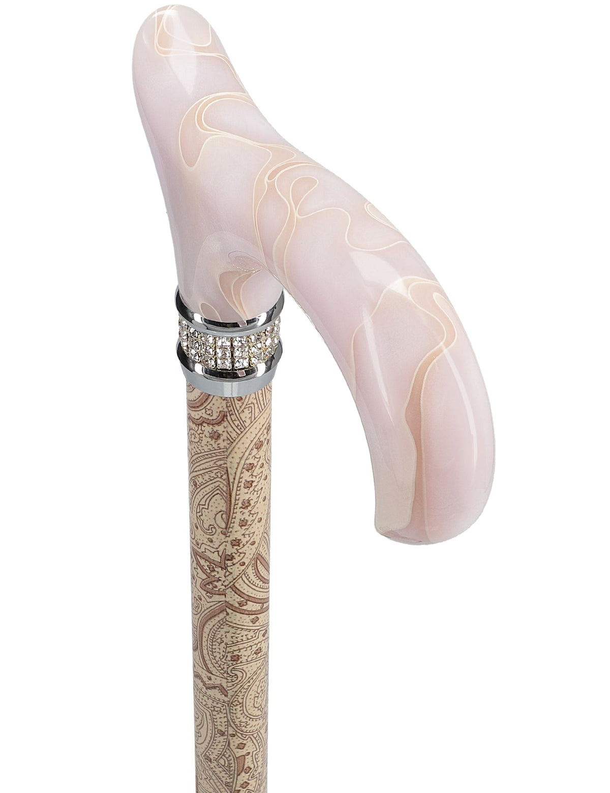 Rich Cream Pearlz Rhinestone Adjustable Orthopedic Derby Cane Pearl Swirl Lucite Designer Walking Canes - Tophatter Daily Deals
