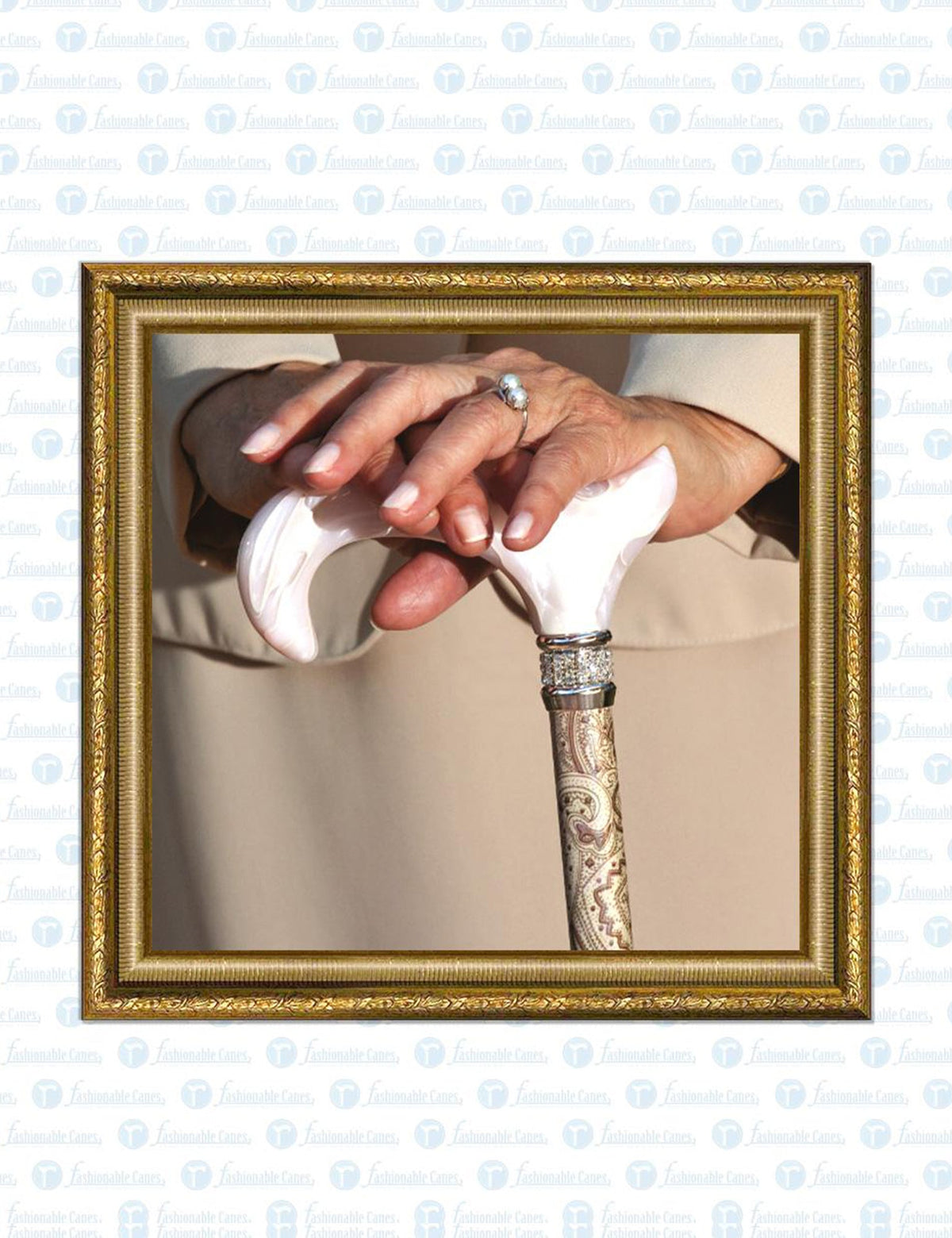 Rich Cream Pearlz Rhinestone Adjustable Orthopedic Derby Cane Pearl Swirl Lucite Designer Walking Canes - Tophatter Daily Deals