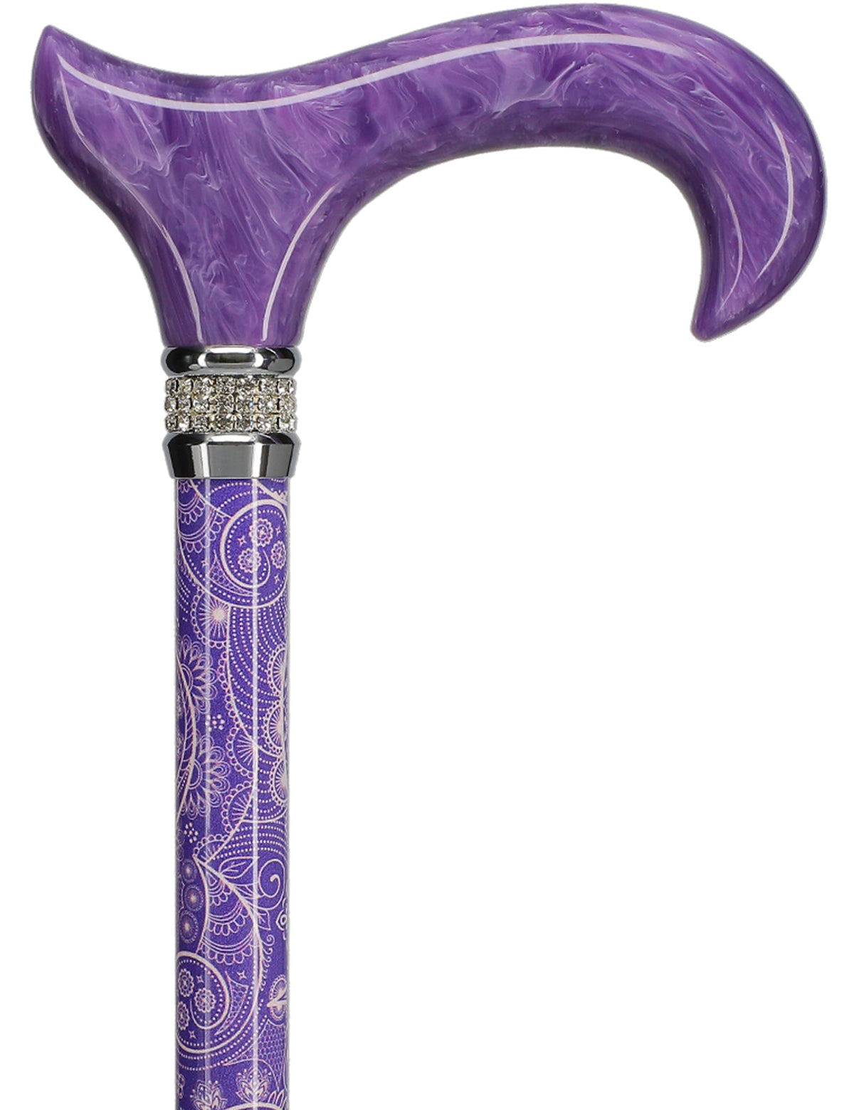 Purple Pearlz with Rhinestone Collar Orthopedic Derby Cane Pearl Swirl Lucite Designer Walking Canes - Tophatter Daily Deals