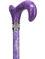 Purple Pearlz with Rhinestone Collar Orthopedic Derby Cane Pearl Swirl Lucite Designer Walking Canes - Tophatter Daily Deals