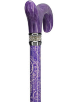 Purple Pearlz with Rhinestone Collar Orthopedic Derby Cane Pearl Swirl Lucite Designer Walking Canes - Tophatter Daily Deals
