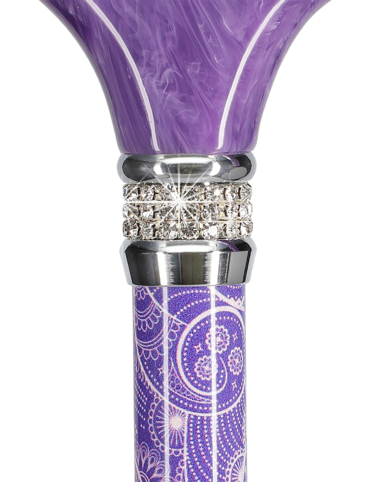 Purple Pearlz with Rhinestone Collar Orthopedic Derby Cane Pearl Swirl Lucite Designer Walking Canes - Tophatter Daily Deals