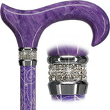 Purple Pearlz with Rhinestone Collar Orthopedic Derby Cane Pearl Swirl Lucite Designer Walking Canes - Tophatter Daily Deals