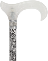 Black & White Swirl Pearlz Rhinestone Orthopedic Derby Cane Pearl Swirl Lucite Designer Walking Canes - Tophatter Daily Deals