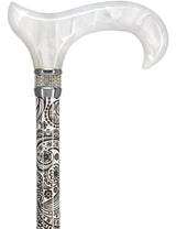 Black & White Swirl Pearlz Rhinestone Orthopedic Derby Cane Pearl Swirl Lucite Designer Walking Canes - Tophatter Daily Deals
