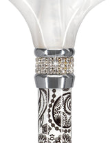 Black & White Swirl Pearlz Rhinestone Orthopedic Derby Cane Pearl Swirl Lucite Designer Walking Canes - Tophatter Daily Deals