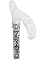 Black & White Swirl Pearlz Rhinestone Orthopedic Derby Cane Pearl Swirl Lucite Designer Walking Canes - Tophatter Daily Deals