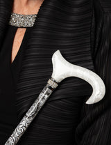 Black & White Swirl Pearlz Rhinestone Orthopedic Derby Cane Pearl Swirl Lucite Designer Walking Canes - Tophatter Daily Deals