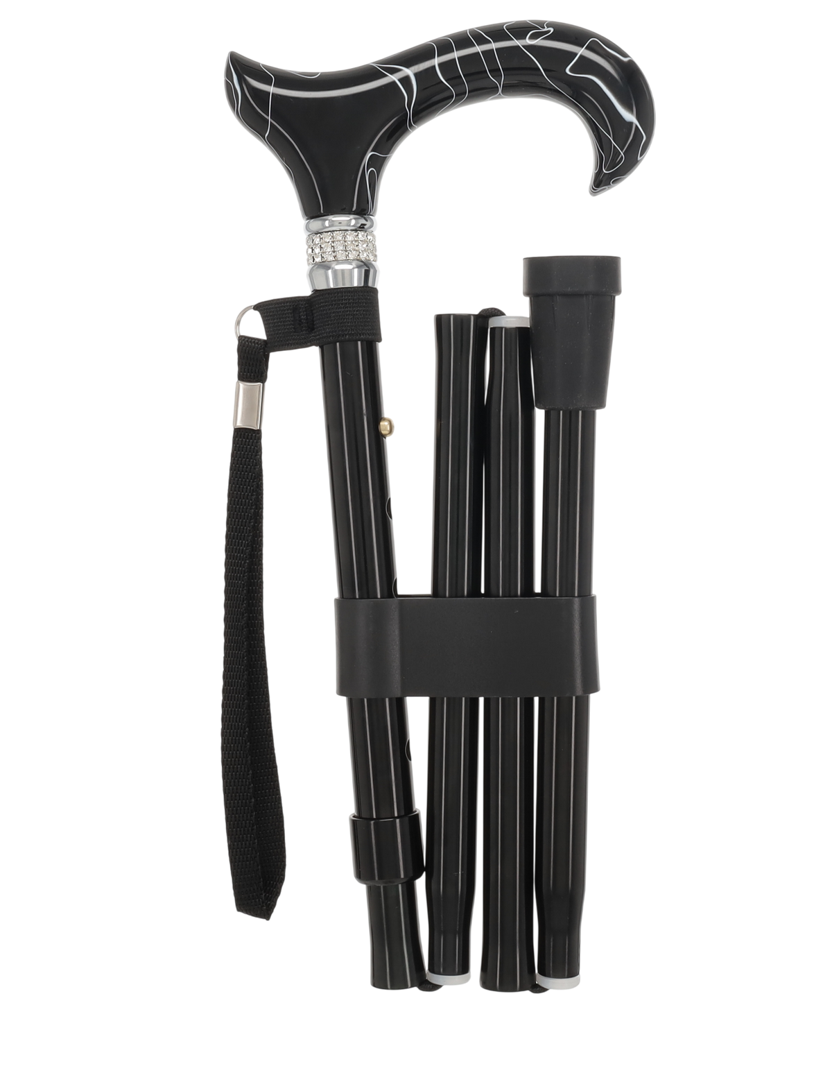 Black Pearlz Designer Adjustable Orthopedic Folding Cane Pearl Swirl Lucite Designer Walking Canes - Tophatter Daily Deals