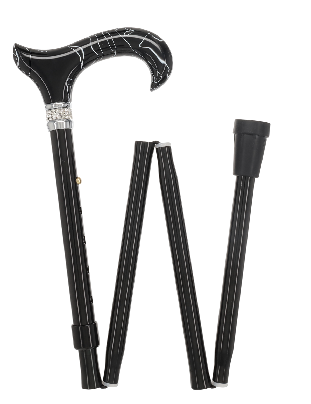 Black Pearlz Designer Adjustable Orthopedic Folding Cane Pearl Swirl Lucite Designer Walking Canes - Tophatter Daily Deals