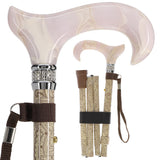 Crème Pearlz Designer Adjustable Orthopedic Folding Cane Pearl Swirl Lucite Designer Walking Canes - Tophatter Daily Deals