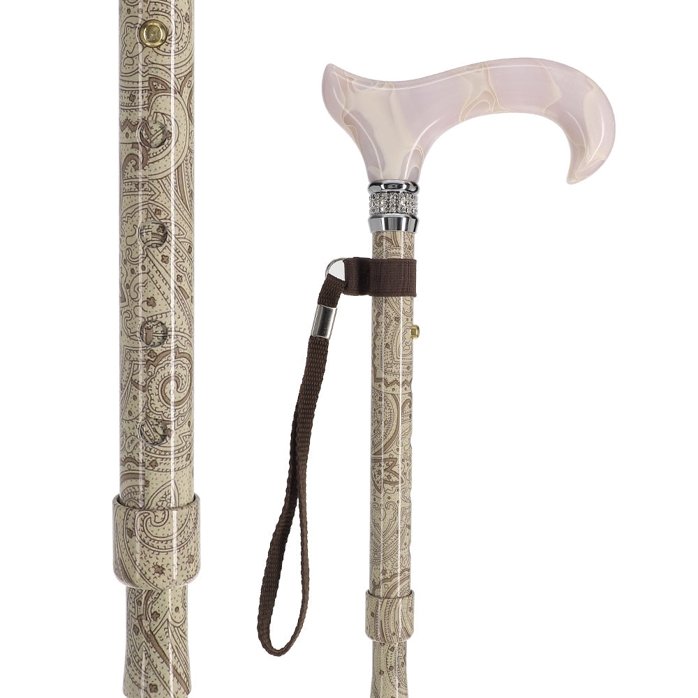 Crème Pearlz Designer Adjustable Orthopedic Folding Cane Pearl Swirl Lucite Designer Walking Canes - Tophatter Daily Deals