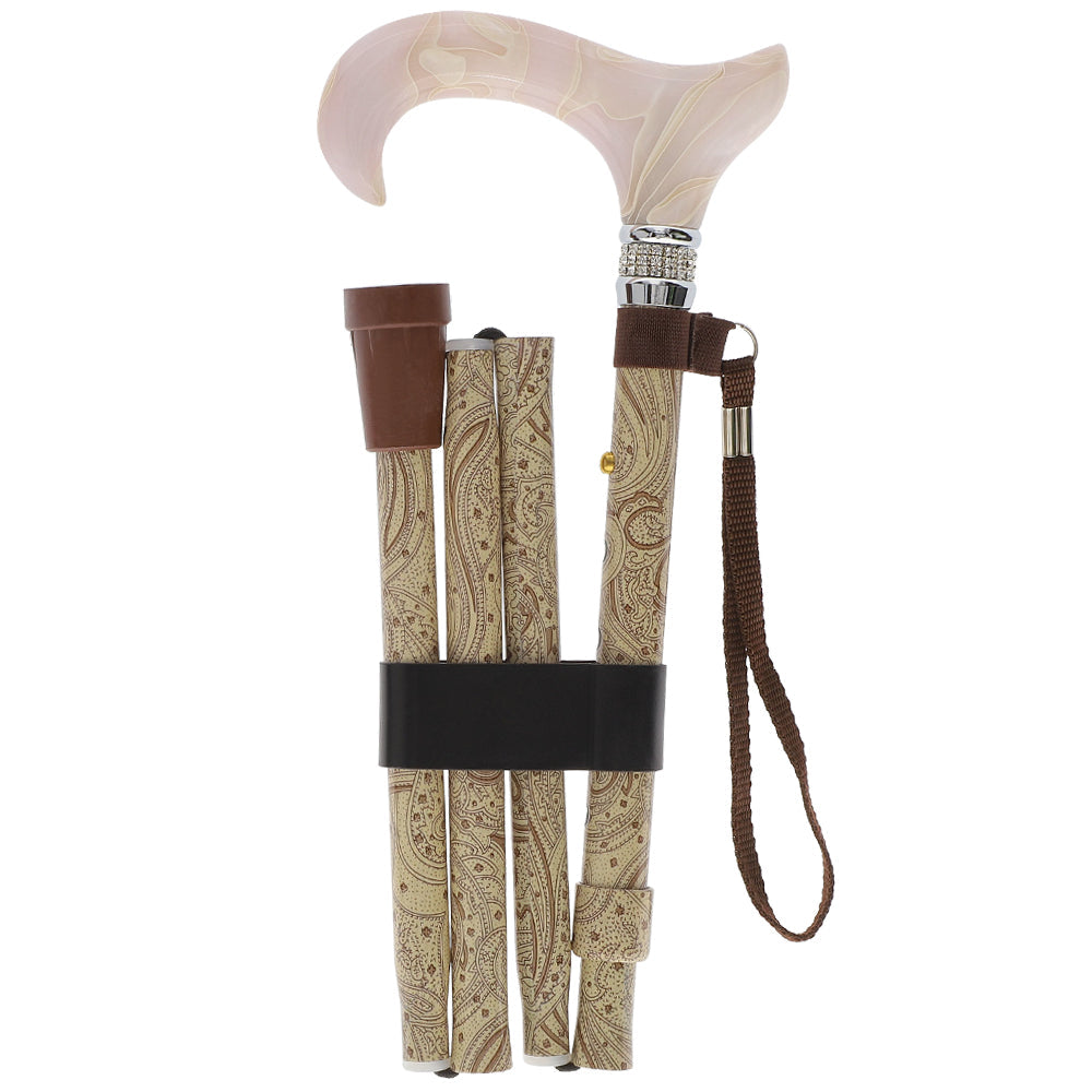 Crème Pearlz Designer Adjustable Orthopedic Folding Cane Pearl Swirl Lucite Designer Walking Canes - Tophatter Daily Deals