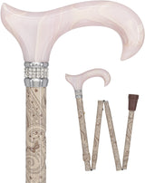 Crème Pearlz Designer Adjustable Orthopedic Folding Cane Pearl Swirl Lucite Designer Walking Canes - Tophatter Daily Deals