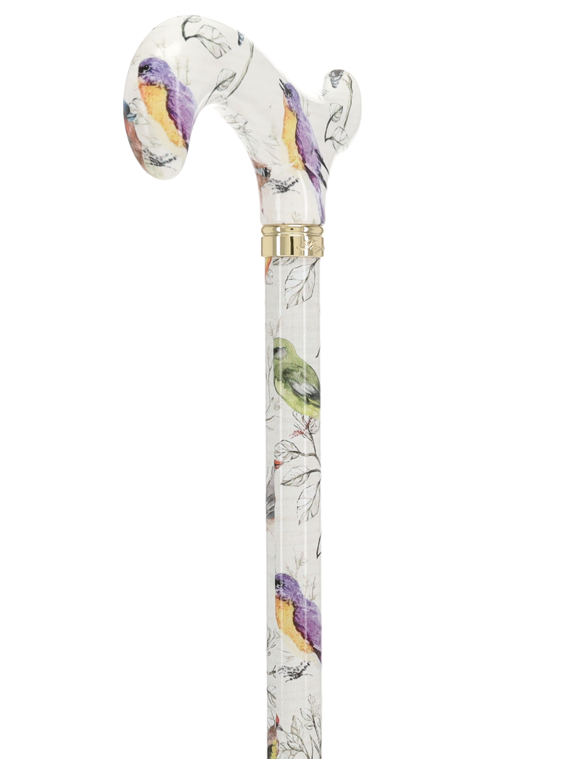 Watercolor Bird: Designer Derby Cane with Patterned Handle Adjustable Walking Canes - Tophatter Daily Deals