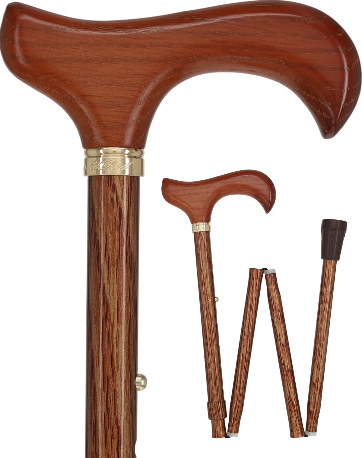 Realistic Wood: Folding Adjustable Cane w/ Wooden Handle Folding Canes - Tophatter Daily Deals