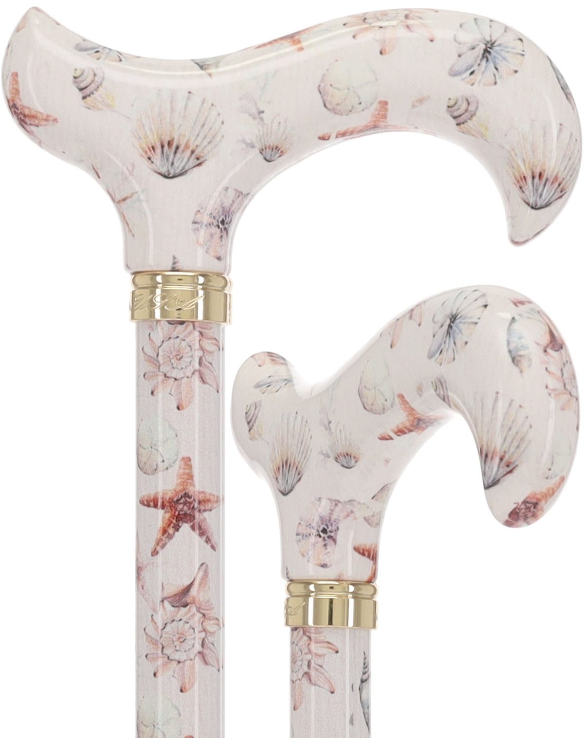 HD Pattern Designer Cane - Matching Handle & Shaft - Durable Adjustable Aluminum Watercolor Seashells - Tophatter Daily Deals