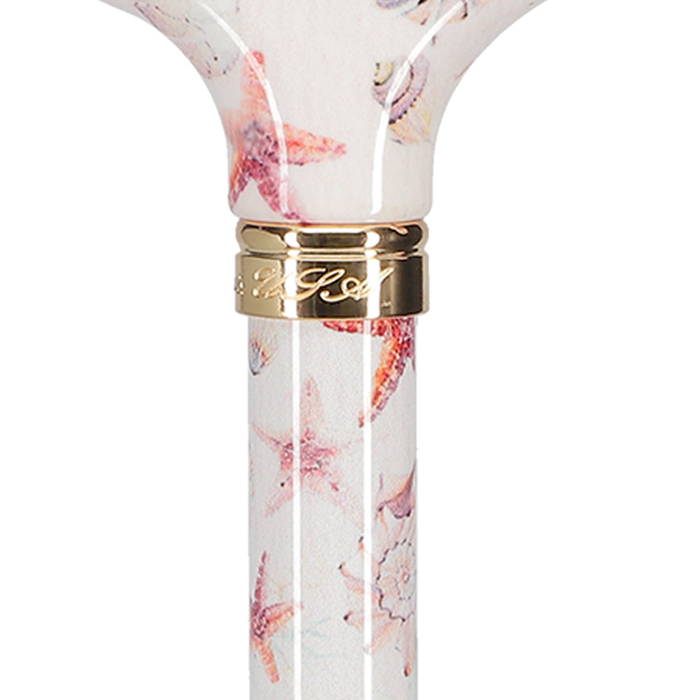 Watercolor Seashells: Designer Derby Cane Patterned Handle Adjustable Walking Canes - Tophatter Daily Deals