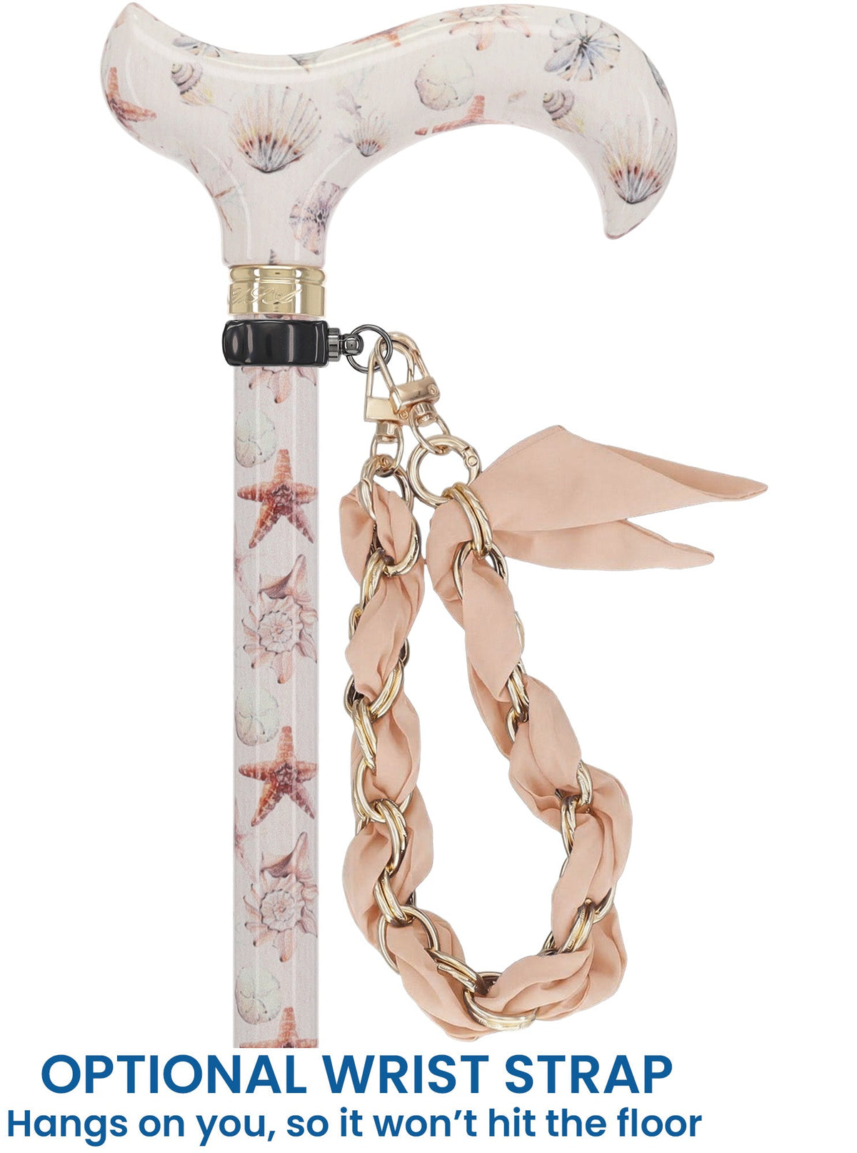 Watercolor Seashells: Designer Derby Cane Patterned Handle Yes Adjustable Walking Canes - Tophatter Daily Deals