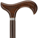 Scratch and Dent Derby Walking Cane w/ Genuine Snakewood Handle & Wenge Shaft w/ Silver Collar V3217 Derby Classic Walking Canes - Tophatter Daily Deals