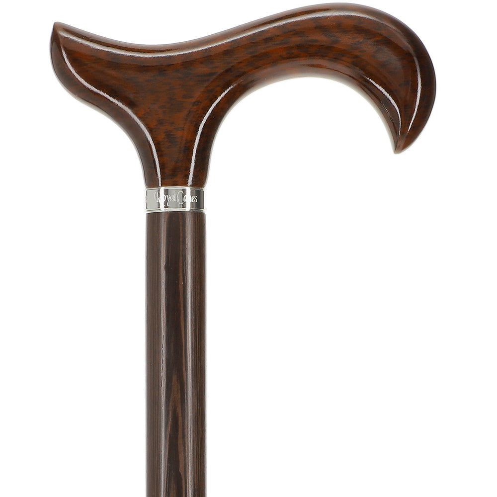 Scratch and Dent Derby Walking Cane w/ Genuine Snakewood Handle & Wenge Shaft w/ Silver Collar V3217 Derby Classic Walking Canes - Tophatter Daily Deals