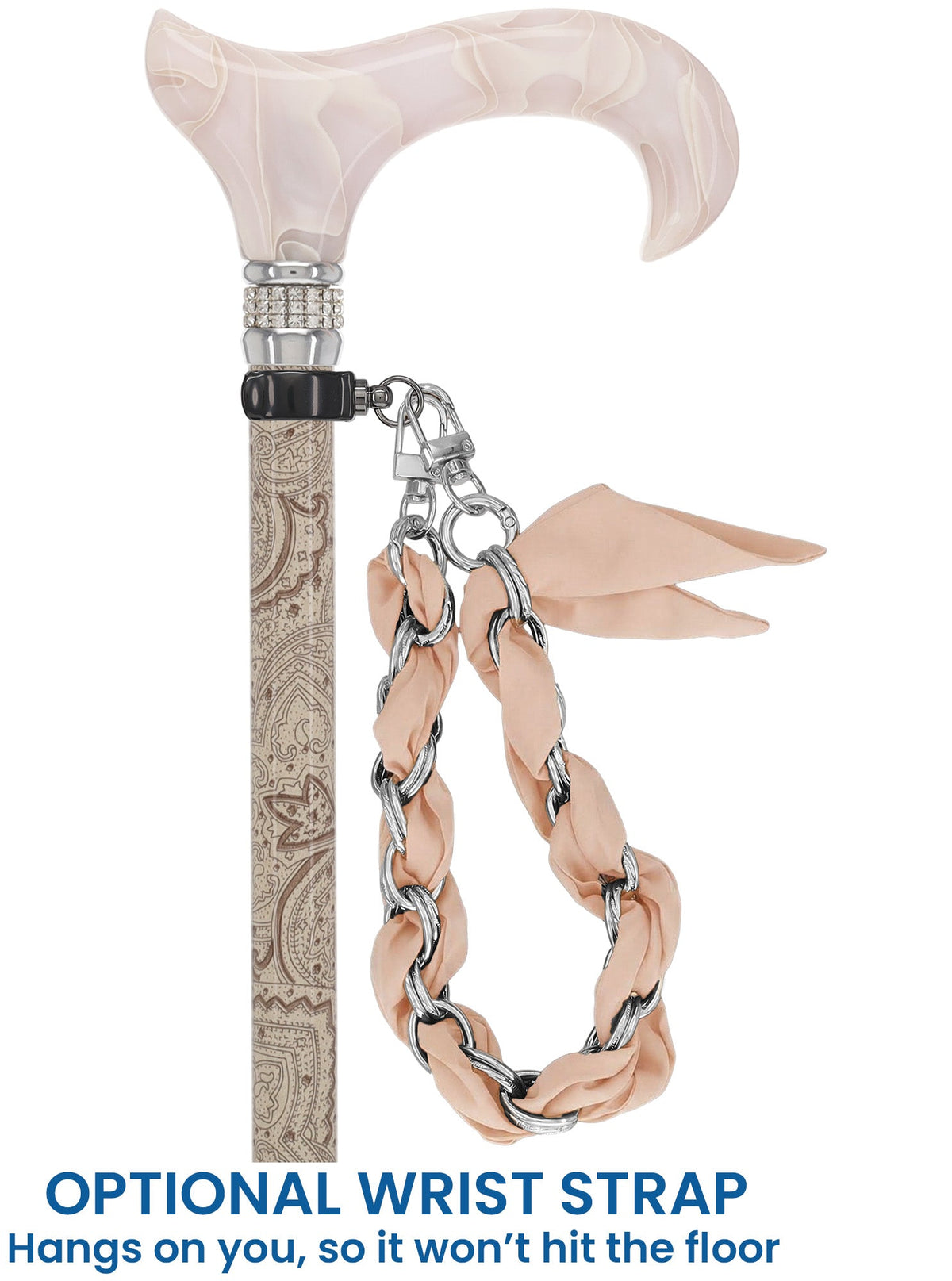 Rich Cream Pearlz Rhinestone Adjustable Orthopedic Derby Cane Yes Pearl Swirl Lucite Designer Walking Canes - Tophatter Daily Deals