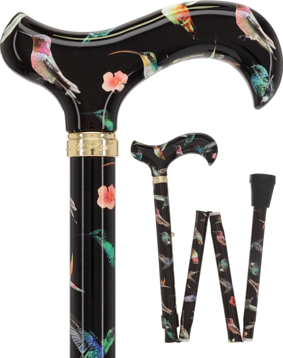 Flight of the Hummingbird Designer Pattern Folding Adjustable Cane Folding Canes - Tophatter Daily Deals