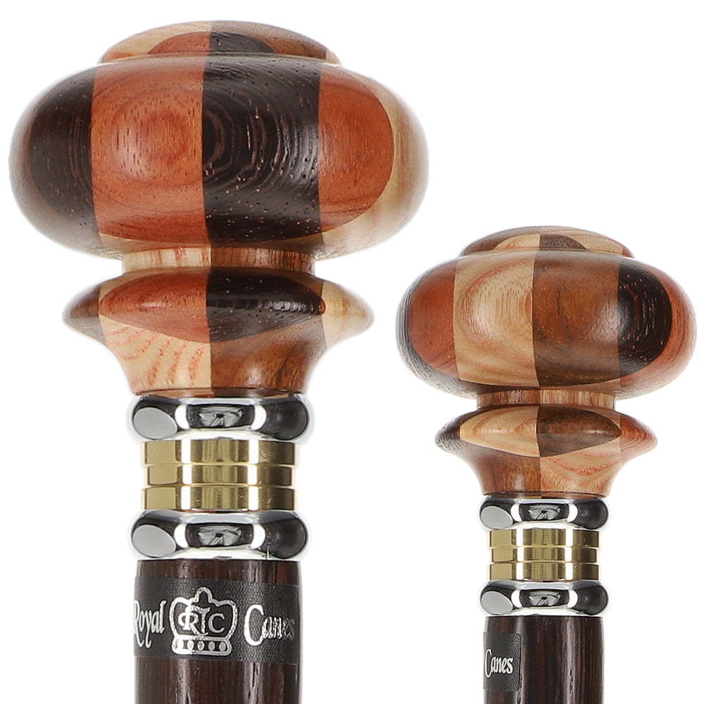 Mad Hatter: Inlaid Multi-Wood Knob with Wenge Wood Shaft Wooden Colortone Walking Canes - Tophatter Daily Deals