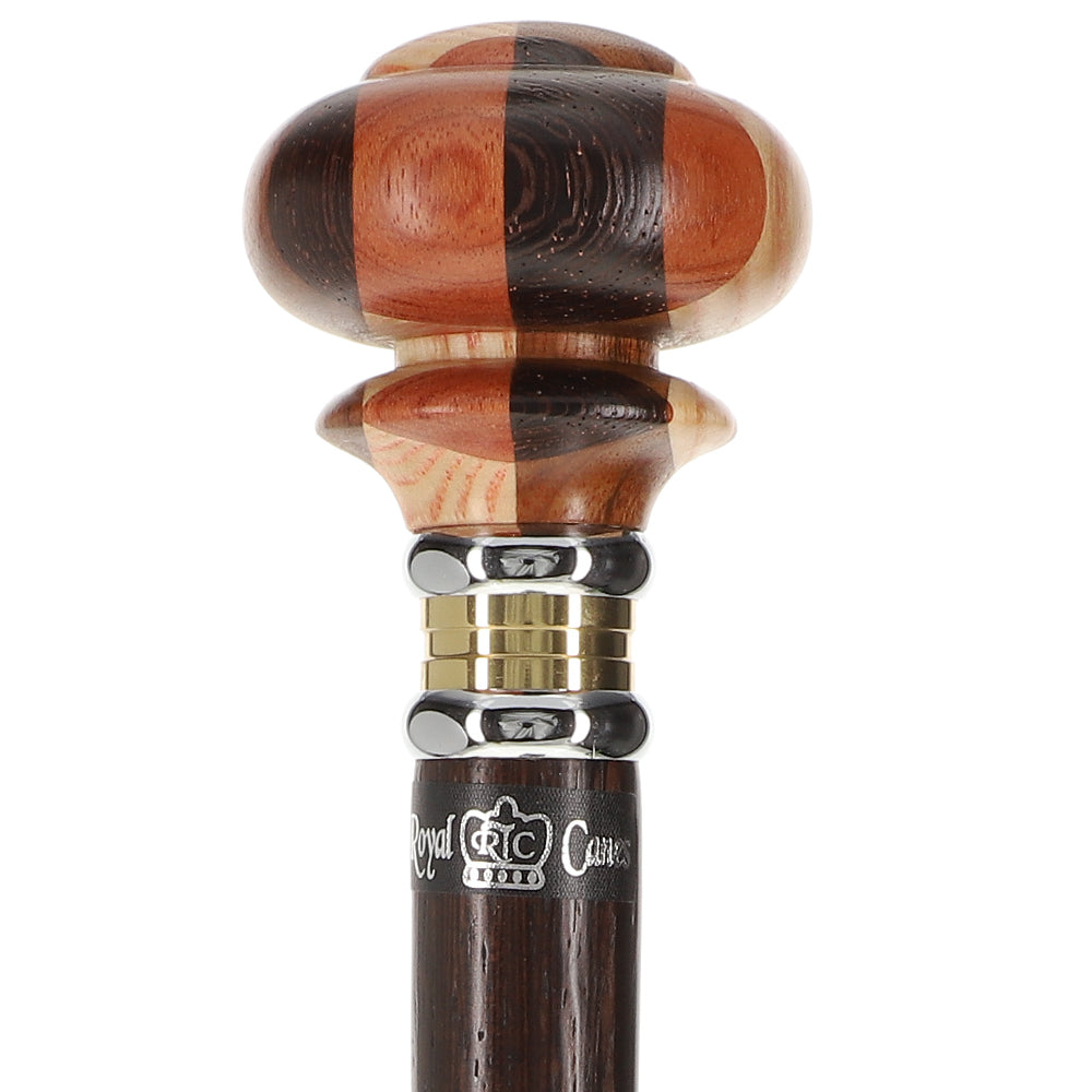 Mad Hatter: Inlaid Multi-Wood Knob with Wenge Wood Shaft Wooden Colortone Walking Canes - Tophatter Daily Deals