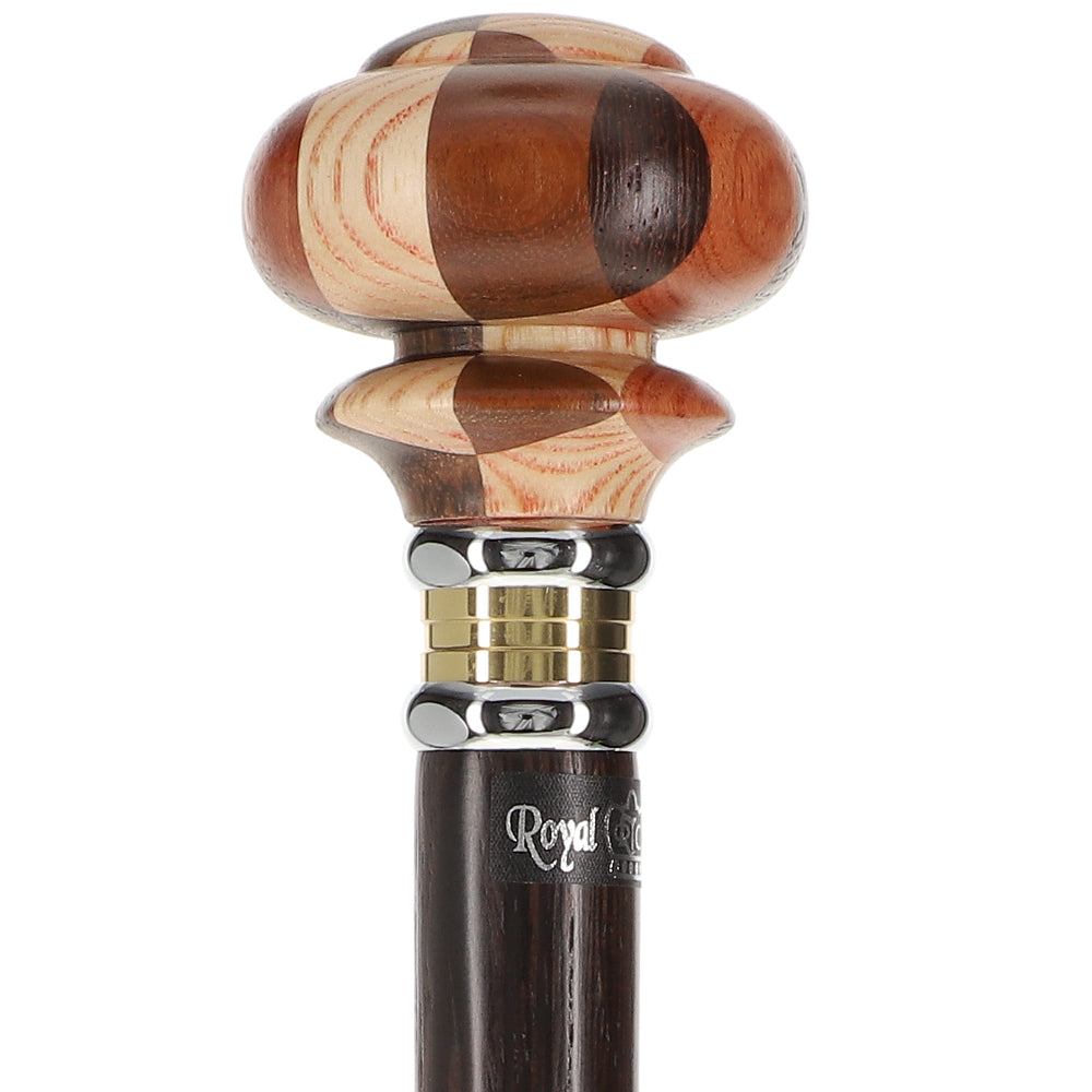 Mad Hatter: Inlaid Multi-Wood Knob with Wenge Wood Shaft Wooden Colortone Walking Canes - Tophatter Daily Deals