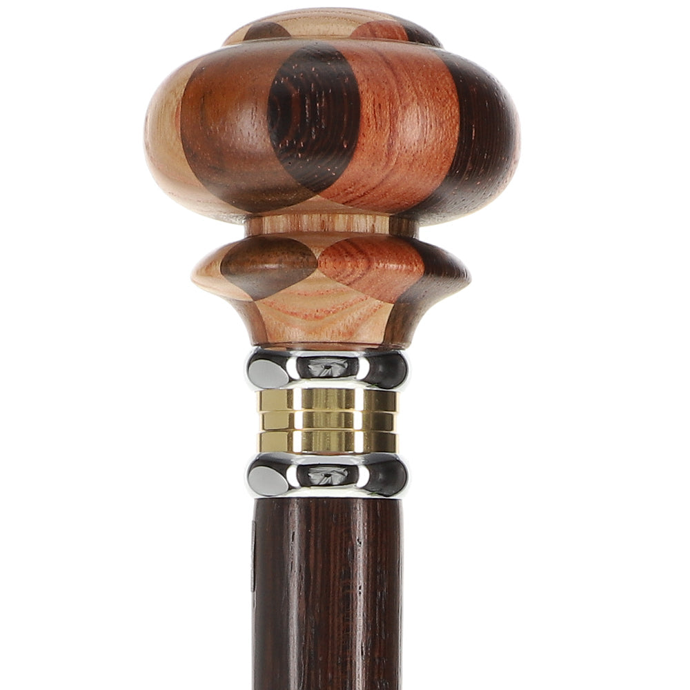 Mad Hatter: Inlaid Multi-Wood Knob with Wenge Wood Shaft Wooden Colortone Walking Canes - Tophatter Daily Deals