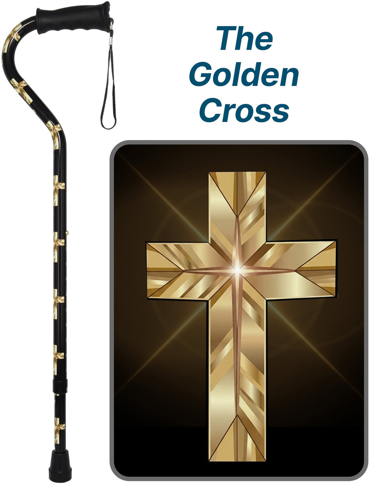 Golden Cross Designer Adjustable Cane: Comfort Grip Offset Adjustable Walking Canes - Tophatter Daily Deals