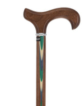 Green & Blue Inlaid Derby: Ovangkol Shaft Colorwood Inlay Derby Classic Walking Canes - Tophatter Daily Deals
