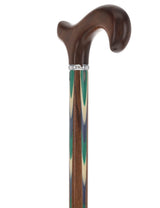 Green & Blue Inlaid Derby: Ovangkol Shaft Colorwood Inlay Derby Classic Walking Canes - Tophatter Daily Deals