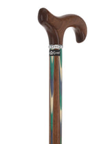 Green & Blue Inlaid Derby: Ovangkol Shaft Colorwood Inlay Derby Classic Walking Canes - Tophatter Daily Deals