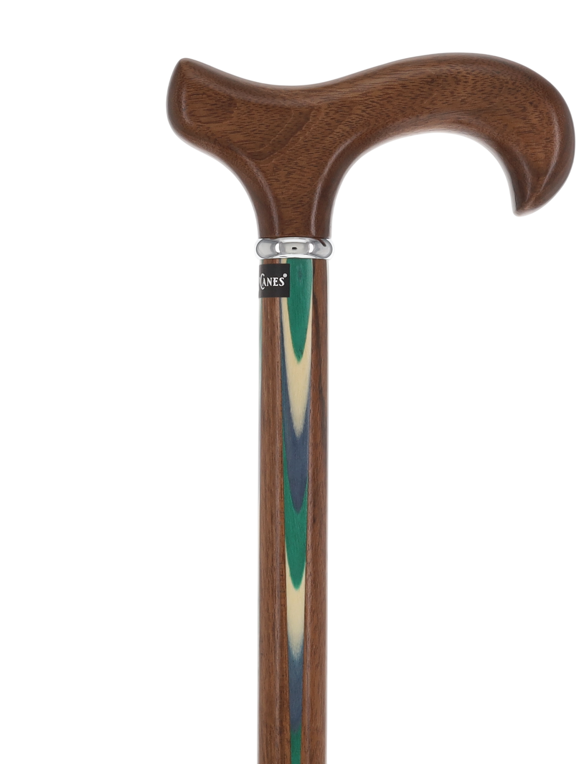 Green & Blue Inlaid Derby: Ovangkol Shaft Colorwood Inlay Derby Classic Walking Canes - Tophatter Daily Deals