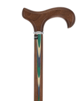 Green & Blue Inlaid Derby: Ovangkol Shaft Colorwood Inlay Derby Classic Walking Canes - Tophatter Daily Deals