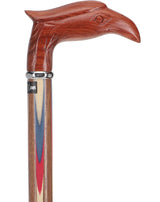 Patriotic "Colors Don't Run" Eagle Cane - Ovangkol Inlaid Wood Bird Walking Canes - Tophatter Daily Deals