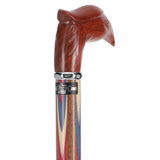 Patriotic "Colors Don't Run" Eagle Cane - Ovangkol Inlaid Wood Bird Walking Canes - Tophatter Daily Deals
