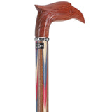 Patriotic "Colors Don't Run" Eagle Cane - Ovangkol Inlaid Wood Bird Walking Canes - Tophatter Daily Deals