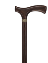 Genuine Wenge Wood Fritz Comfort Handle - Standard Size - Pewter Collar Fritz Handled Canes - Tophatter Daily Deals