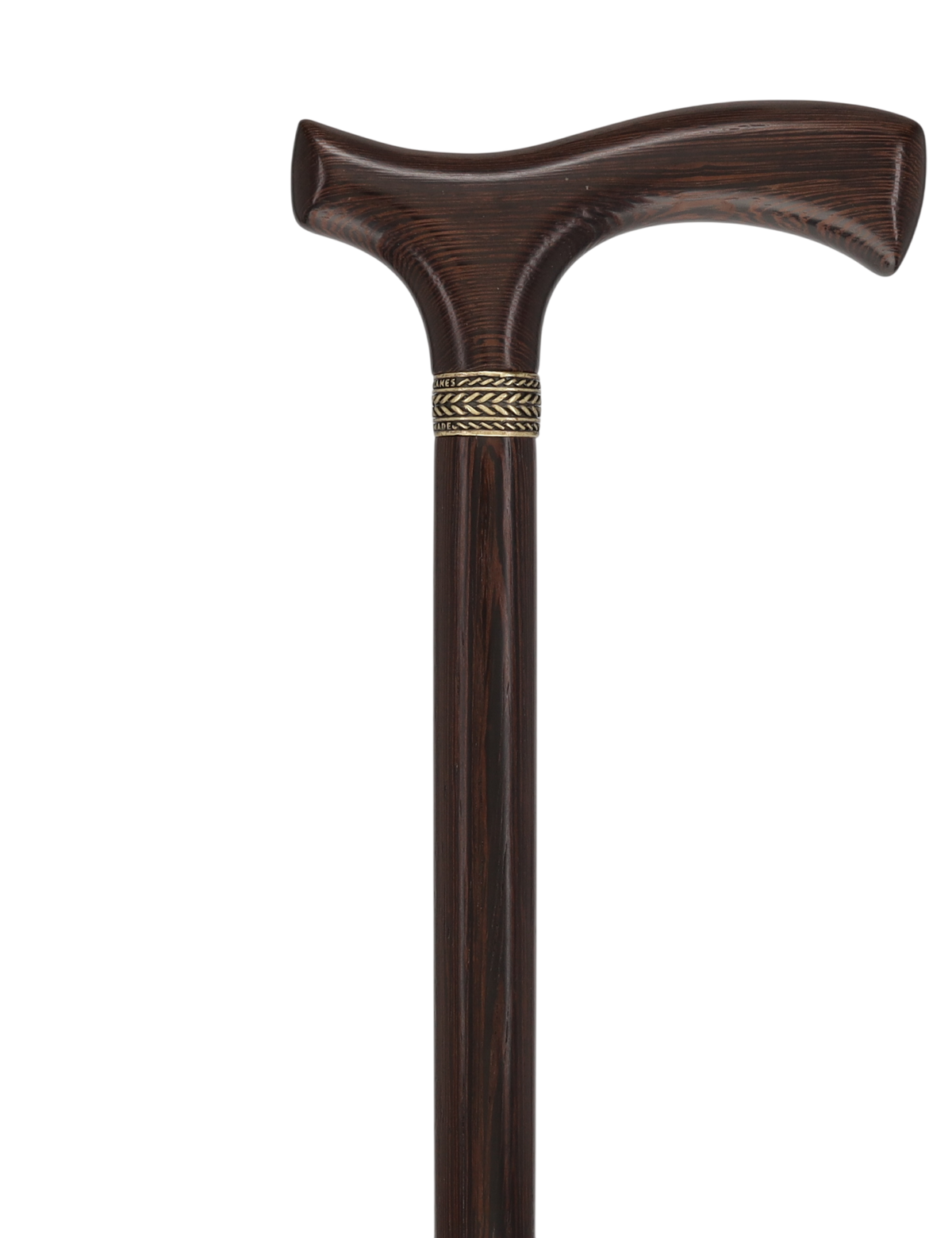 Genuine Wenge Wood Fritz Comfort Handle - Standard Size - Pewter Collar Fritz Handled Canes - Tophatter Daily Deals