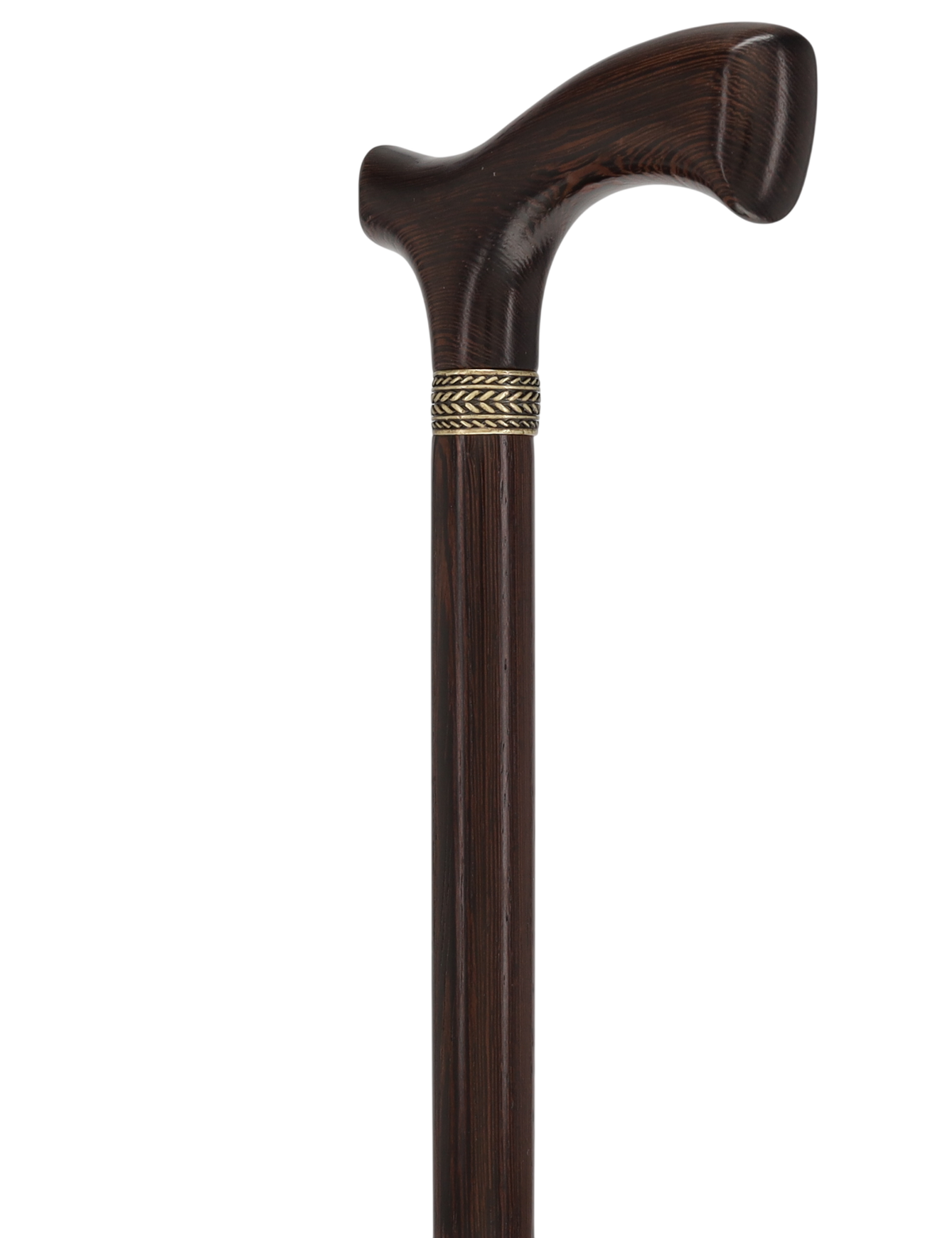 Genuine Wenge Wood Fritz Comfort Handle - Standard Size - Pewter Collar Fritz Handled Canes - Tophatter Daily Deals