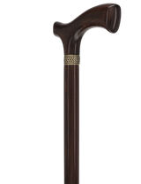 Genuine Wenge Wood Fritz Comfort Handle - Standard Size - Pewter Collar Fritz Handled Canes - Tophatter Daily Deals